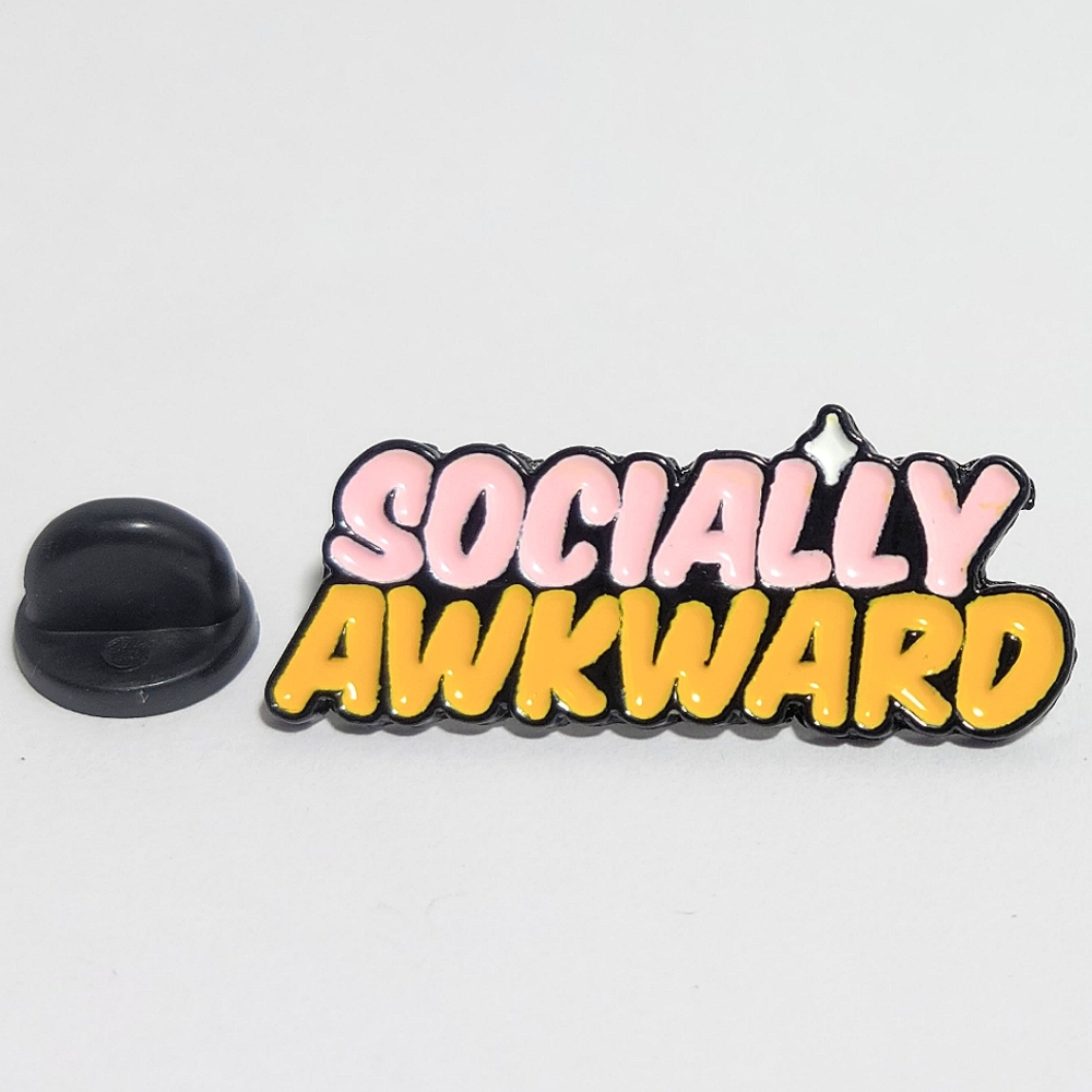 Socially Awkard Graphic Brooch Enamel Pin